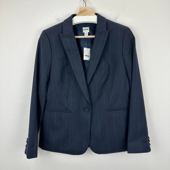 J.Crew Petite One Button Blazer Navy Pinstripe Classic Minimalist US 10P NWT - Picture 5 of 13